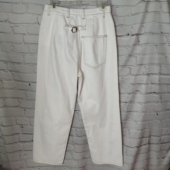 Sandrine Rose X Free People The Fred High Waist White Buckle Pants Size 27 - Picture 2 of 9